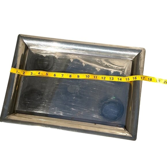 RECTANGULAR SILVER TONE SERVING TRAY - Picture 4 of 5